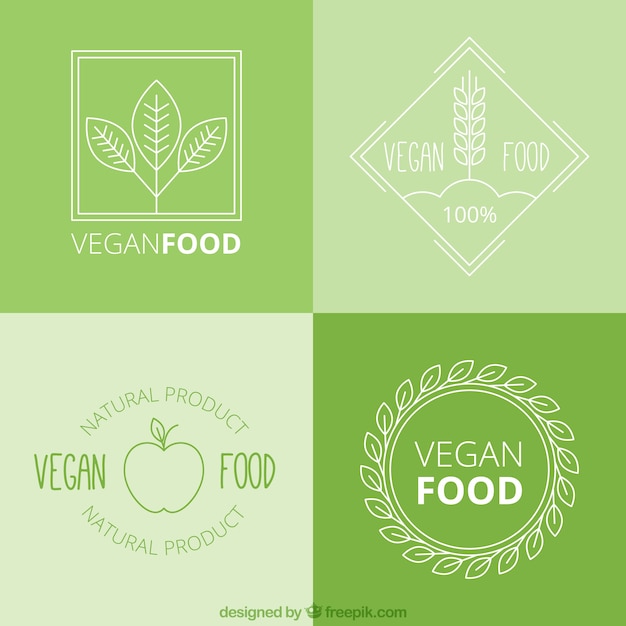 Hand drawn vegan food logos pack 