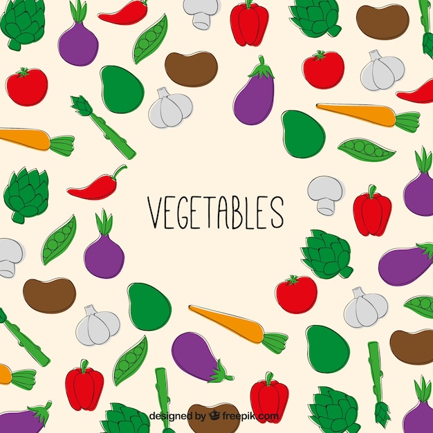 Hand drawn vegetables background