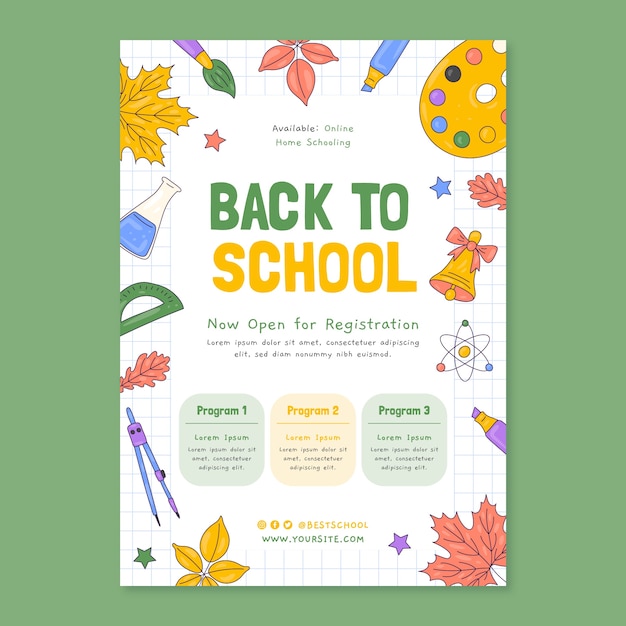 Hand drawn vertical poster template for back to school season