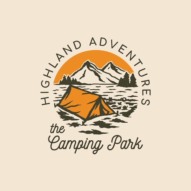 Hand Drawn Vintage Adventure Outdoor Camping Logo Badge