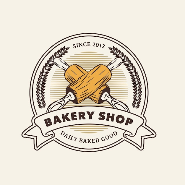 Hand Drawn Vintage Bakery Shop Logo Label