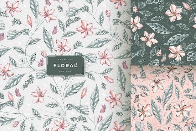 Hand drawn vintage beautiful flower seamless pattern