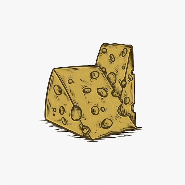 Vector hand drawn vintage cheese 