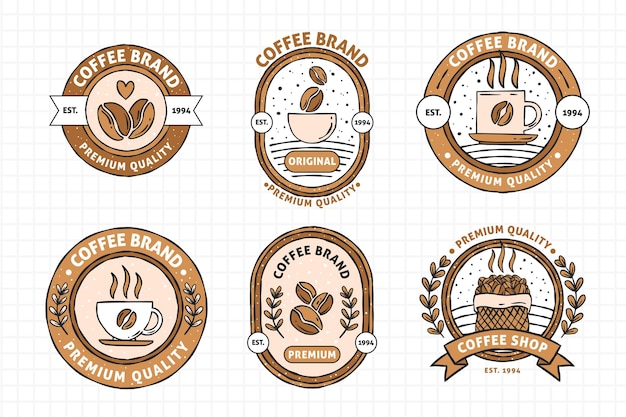 Hand Drawn Vintage Coffee Shop Logo Badge Collection