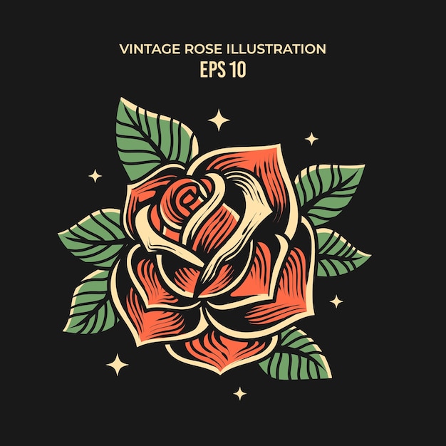 hand drawn vintage roses illustration