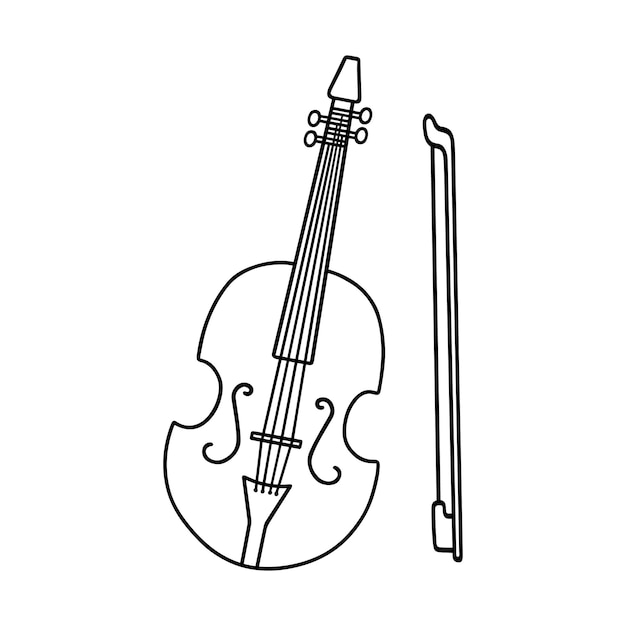 Hand drawn violin doodle Musical instrument in sketch style Vector illustration isolated on white background