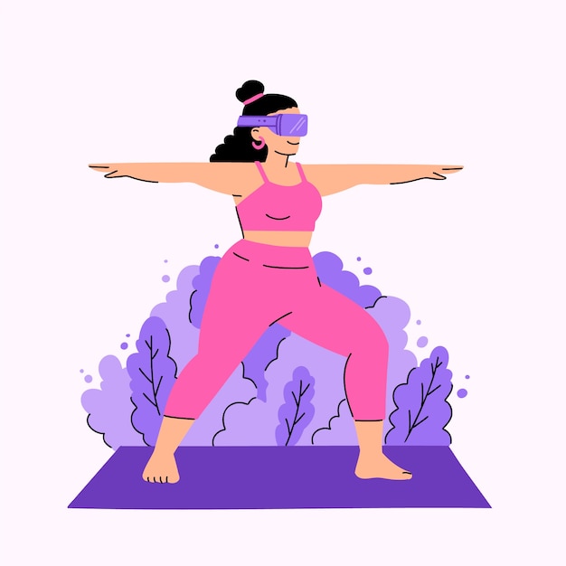 Hand drawn virtual fitness illustration