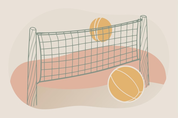 Vector hand drawn volleyball illustration