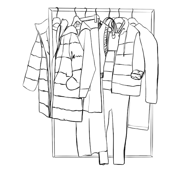 Hand drawn wardrobe sketch Clothes