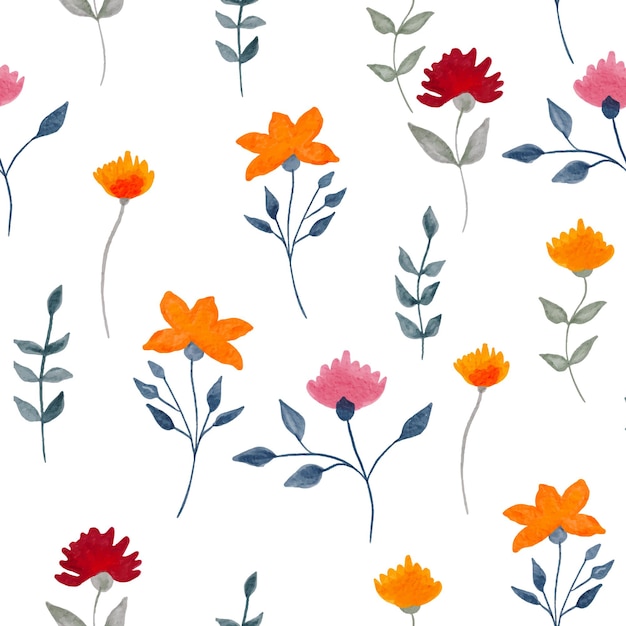 Hand drawn watercolor botanical seamless pattern