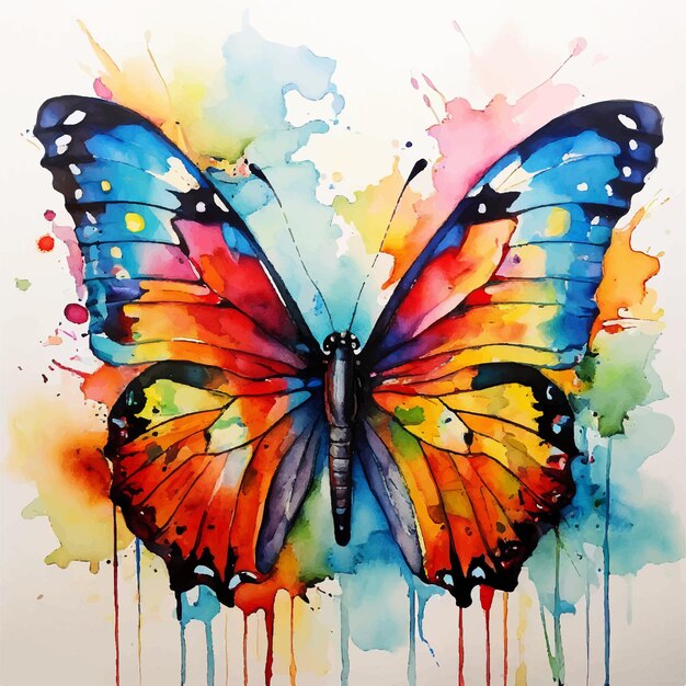 Vector hand drawn watercolor butterfly