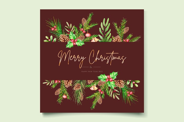 hand drawn watercolor christmas floral and leaves