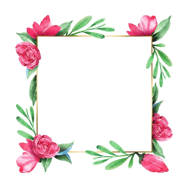 Hand Drawn Watercolor Floral Frame