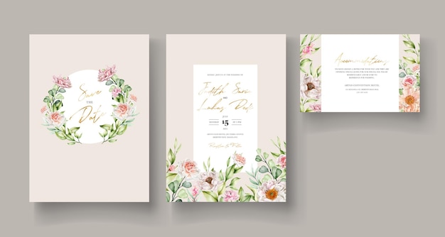 hand drawn watercolor floral invitation card