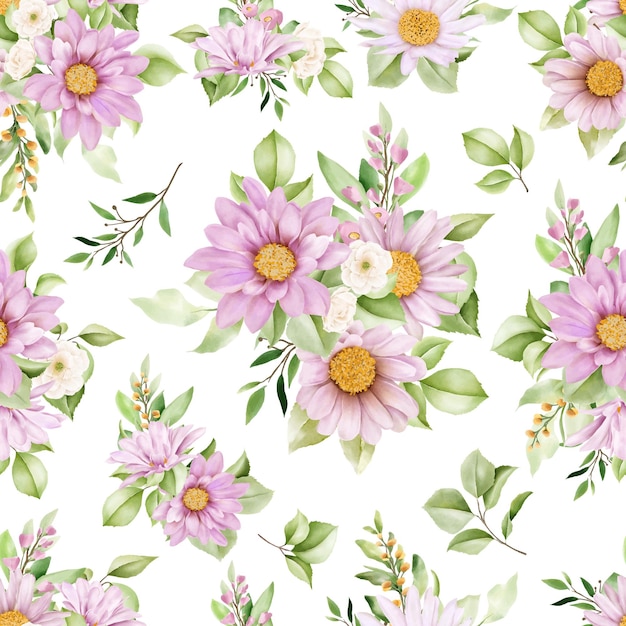 hand drawn watercolor floral seamless pattern