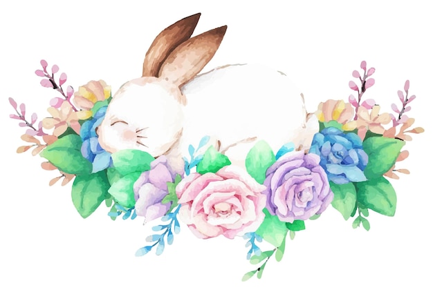 Hand drawn watercolor happy easter for design Vector illustration