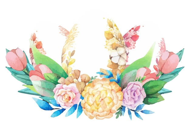 Hand drawn watercolor happy easter for design Vector illustration