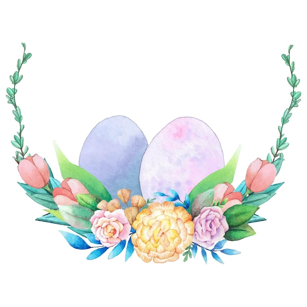 Hand drawn watercolor happy easter for design Vector illustration