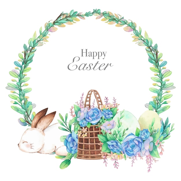 Hand drawn watercolor happy easter for design Vector illustration