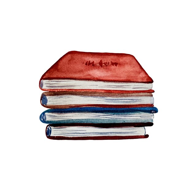 hand-drawn watercolor illustration painted school supplies