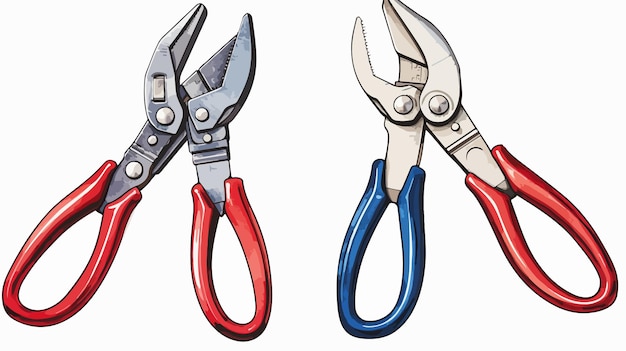 Hand Drawn Watercolor Red and Blue Pliers Collection