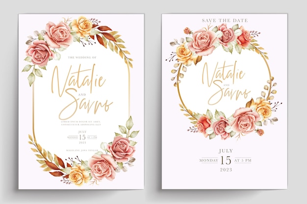 hand drawn watercolor summer floral card set