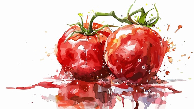 Vector hand drawn watercolor tomato illustration