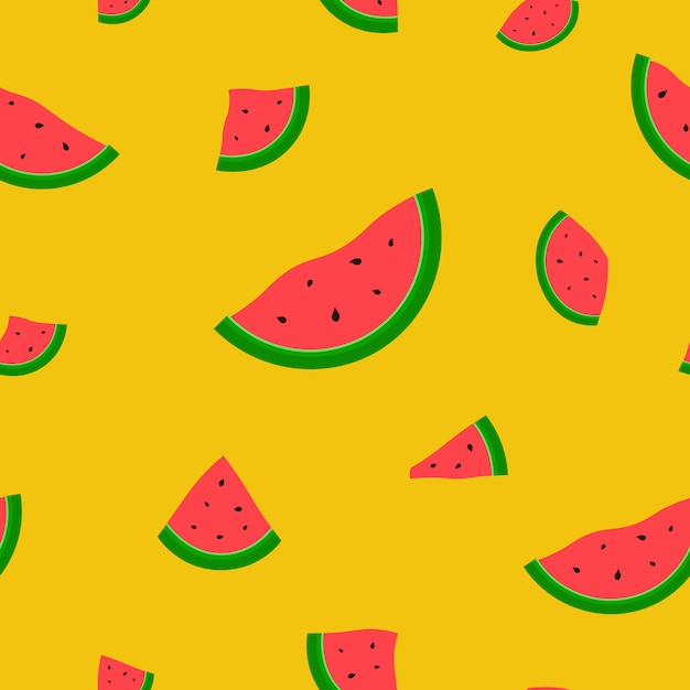 hand drawn watermelon slice seamless pattern