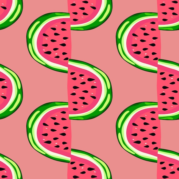 Hand drawn watermelon slices seamless pattern Cute watermelons endless wallpaper Funny fruit backdrop