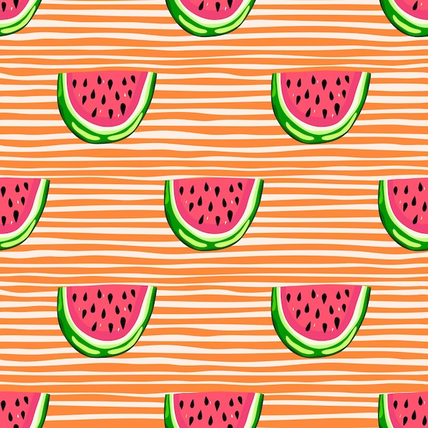 Hand drawn watermelon slices seamless pattern Cute watermelons endless wallpaper Funny fruit backdrop