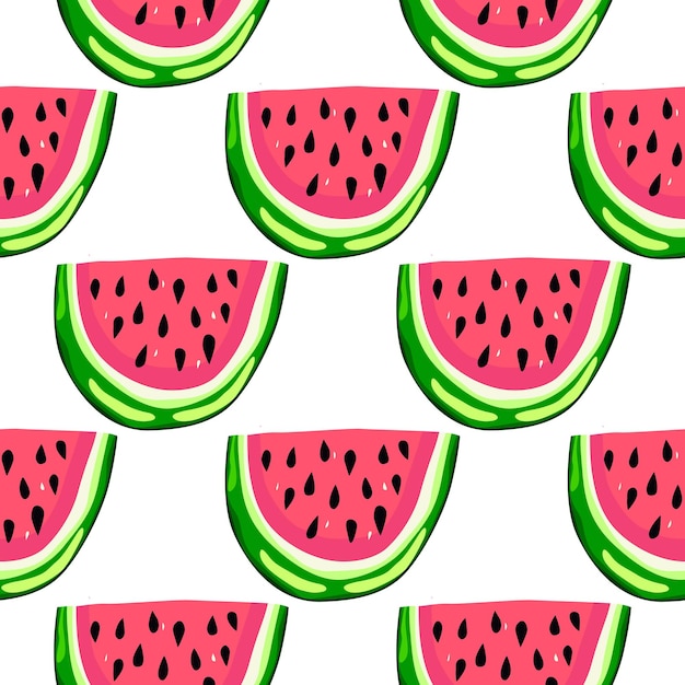 Hand drawn watermelon slices seamless pattern Cute watermelons endless wallpaper Funny fruit backdrop