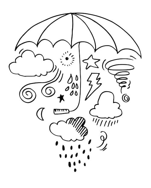 Hand drawn weather collection vector illustration