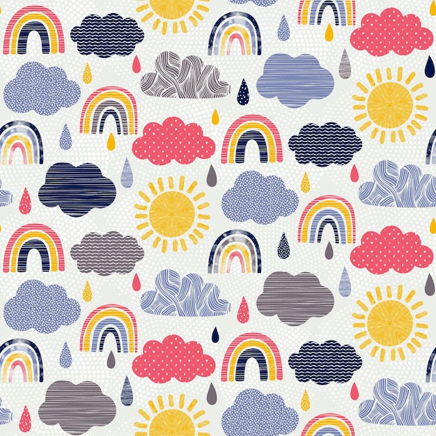 Hand drawn weather seamless pattern