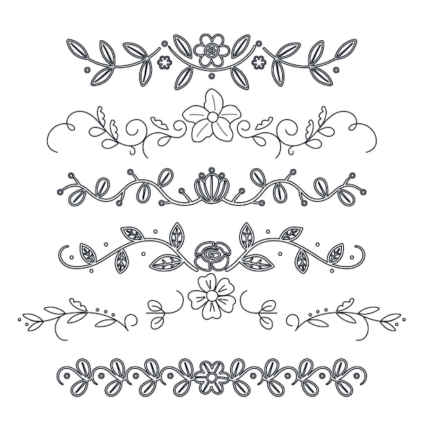 Vector hand drawn wedding album ornaments black vector