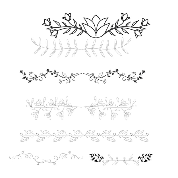 Vector hand drawn wedding album ornaments black vector