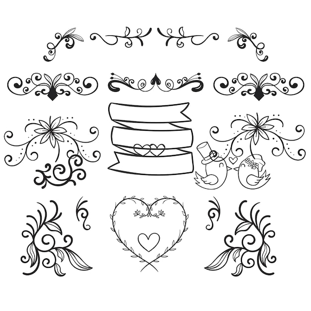 Hand drawn wedding album ornaments