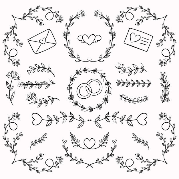 Hand drawn wedding album ornaments