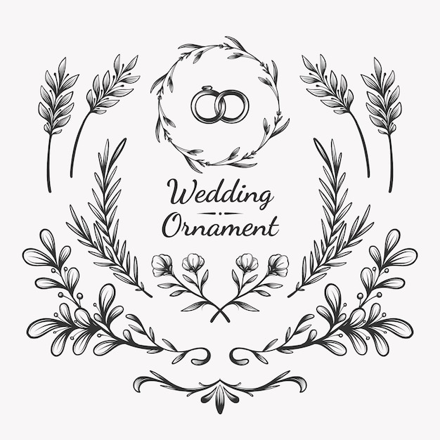 Hand drawn wedding album ornaments