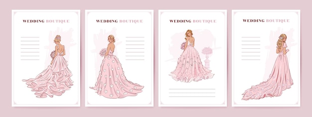 Hand drawn wedding boutique poster collection