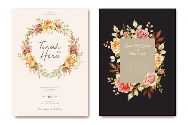 Hand drawn wedding card template