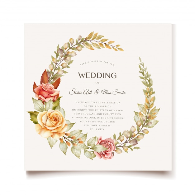 Hand drawn wedding card template