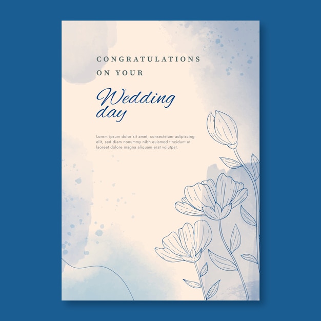 Hand drawn wedding congratulations card