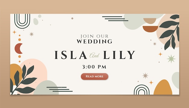 Hand drawn wedding  horizontal banner template