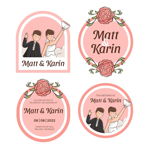 Hand drawn wedding label collection