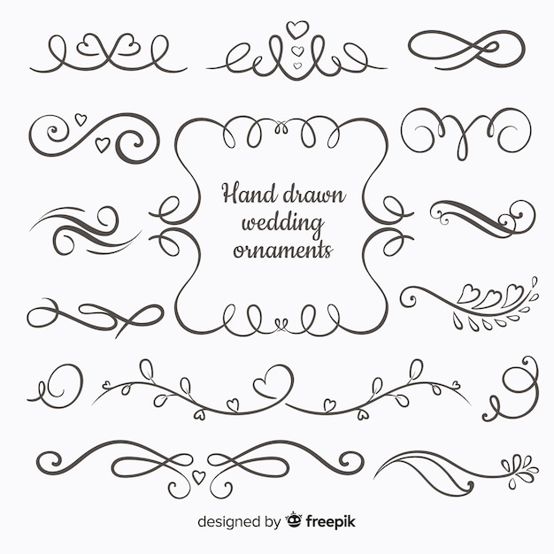 Hand drawn wedding ornament collection