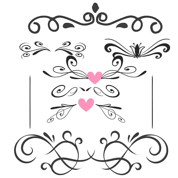 hand drawn wedding ornaments collection vector design illustration