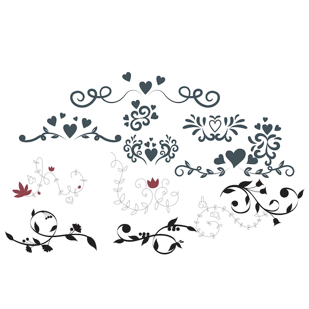 hand drawn wedding ornaments collection vector design illustration