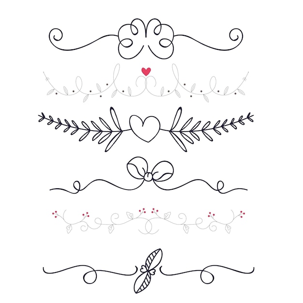 hand drawn wedding ornaments collection vector design illustration