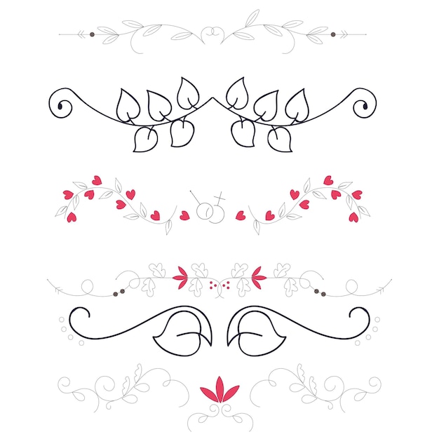 Vector hand drawn wedding ornaments collection vector design illustration