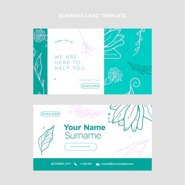 Hand drawn wedding planner business card vertical